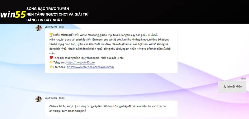 Bộ phận tư vấn và chăm sóc khách hàng của Win55