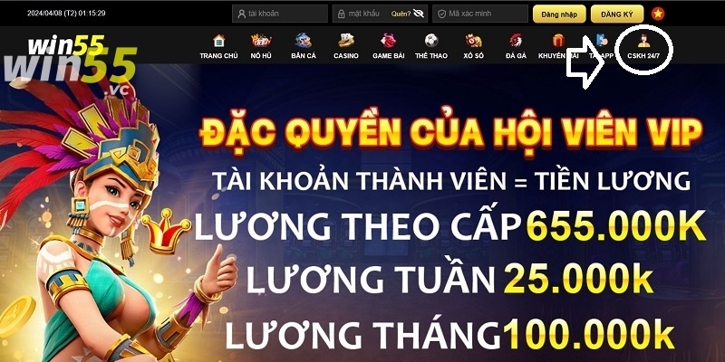 Chọn vào ô CSKH